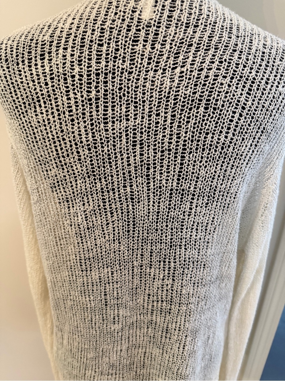 Eileen Fisher Cream Linen Blend Open-Knit Lightweight Cardigan L - Picture 5 of 11